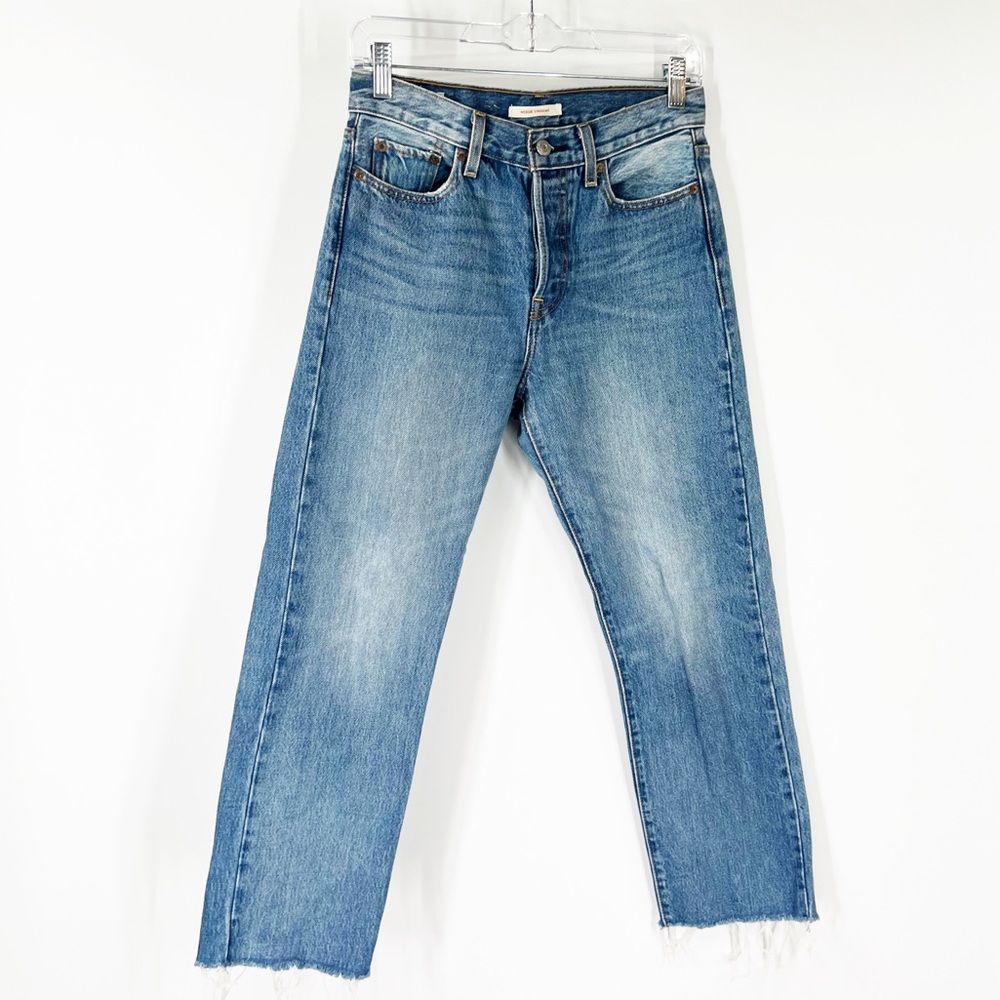 Levi’s Wedgie Straight Jeans Button Fly Raw Hem